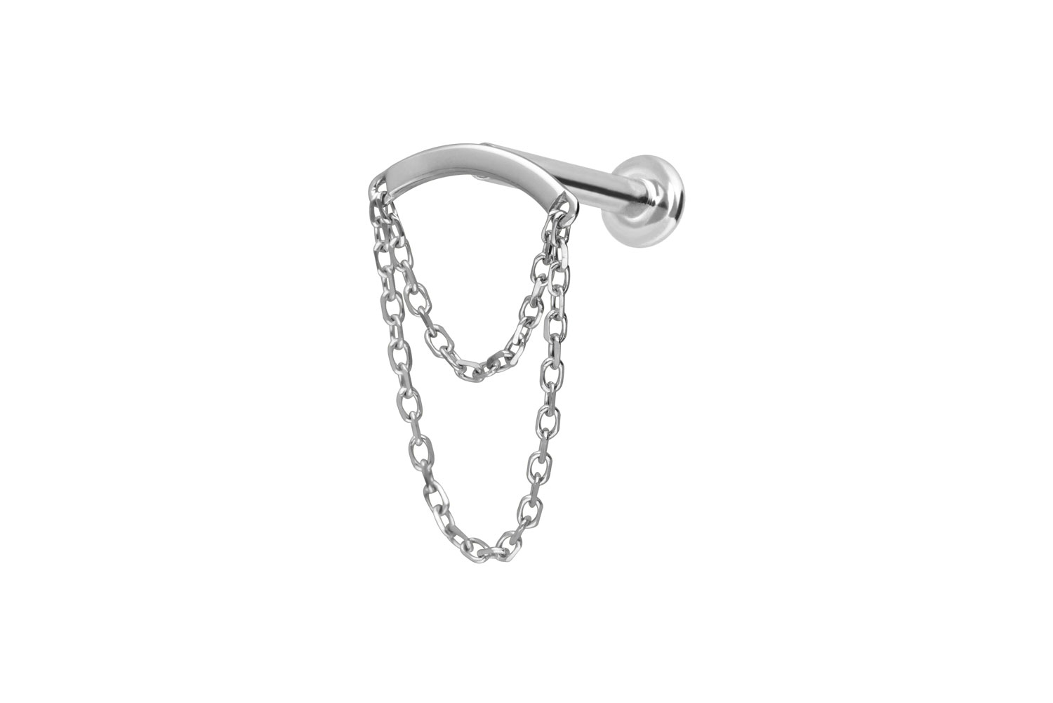 14 Karat Gold Labret Piercing mit Push Fit BOGEN + 2 KETTEN